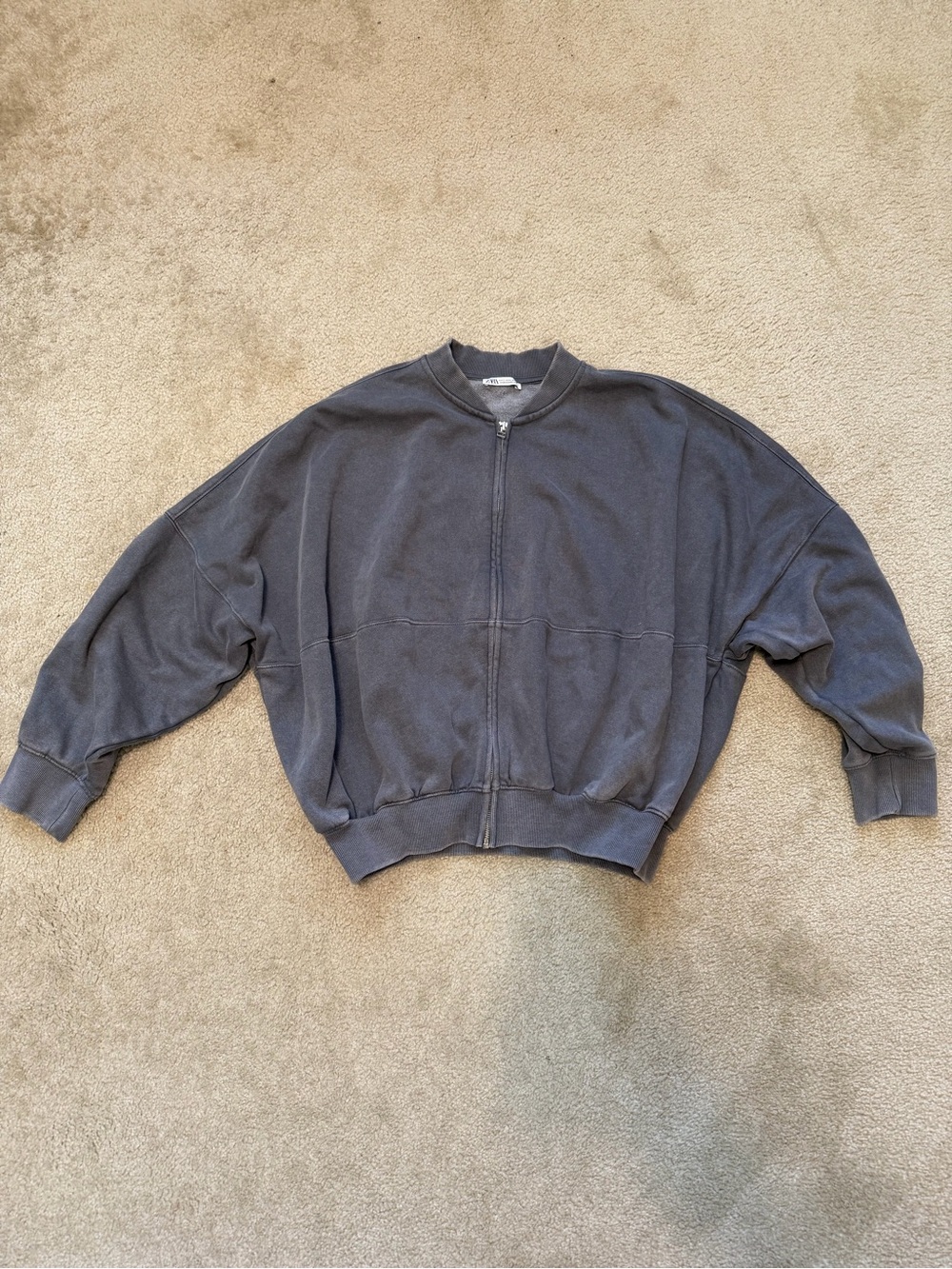 Zara Soft Cropped Bomber Zip-up Sweatshirt Jacket
